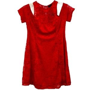 MATERIAL GIRL bright red lace cold shoulder dress size XL